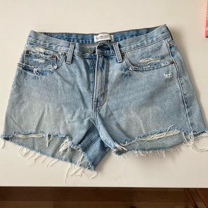 Mid Rise Boyfriend Short Distressed Denim Shorts